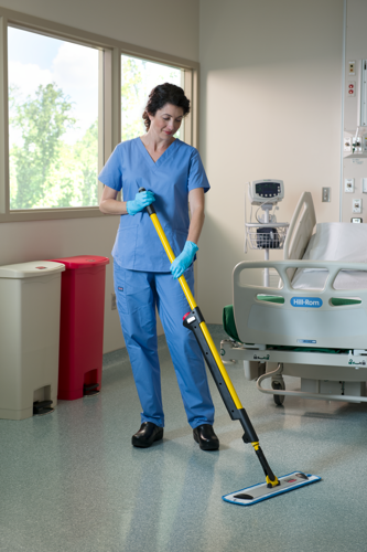 Hospital Staff cleaning the floor with Hygen Microfibre Mop