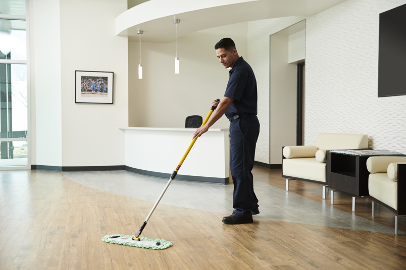 Man Mopping in lobby